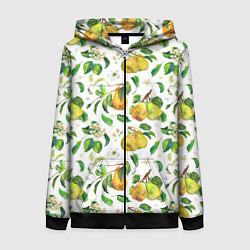 Толстовка на молнии женская Груши и цветы, цвет: 3D-черный