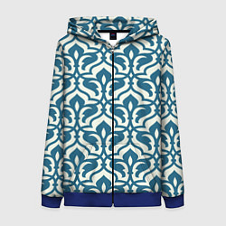 Толстовка на молнии женская Геометрический узор синий, цвет: 3D-синий