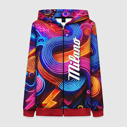 Женская толстовка на молнии Colourful abstraction - Milano / 3D-Красный – фото 1