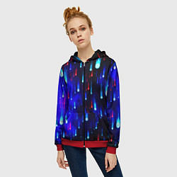 Толстовка на молнии женская Космические метеориты, цвет: 3D-красный — фото 2