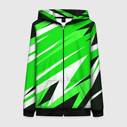 Женская толстовка на молнии Geometry stripes green