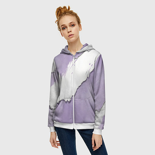 Женская толстовка на молнии Штукатурка и лавандовая краска / 3D-Белый – фото 3