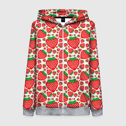 Женская толстовка на молнии Клубничный паттерн