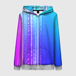 Толстовка на молнии женская Неоновая абстракция полосы, цвет: 3D-меланж