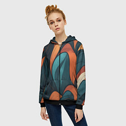 Толстовка на молнии женская Темные и теплые контрасты, цвет: 3D-черный — фото 2