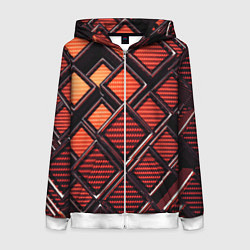 Толстовка на молнии женская Геометрия карбон, цвет: 3D-белый