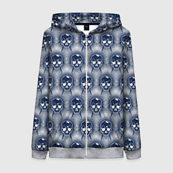 Толстовка на молнии женская Черепной паттерн, цвет: 3D-меланж