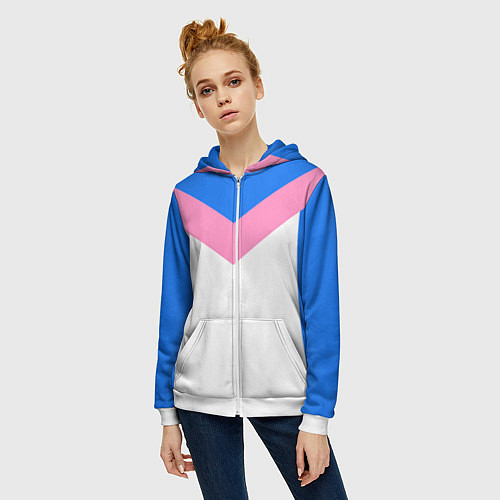 Женская толстовка на молнии В стиле 90-х ретро спортивная / 3D-Белый – фото 3