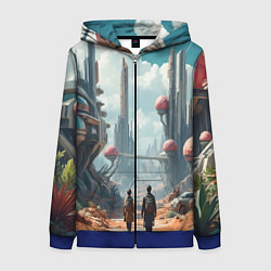Толстовка на молнии женская Планета фантастика, цвет: 3D-синий