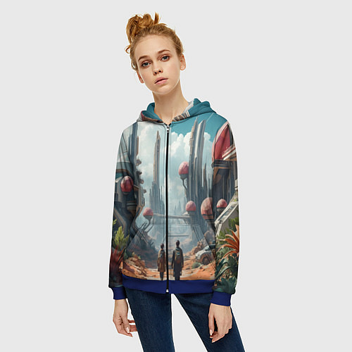 Женская толстовка на молнии Планета фантастика / 3D-Синий – фото 3