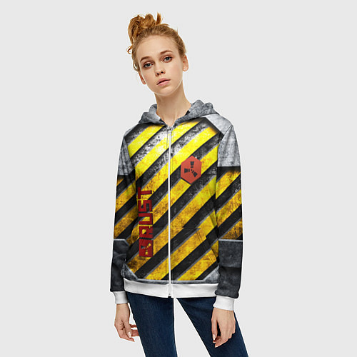 Женская толстовка на молнии RUST grunge / 3D-Белый – фото 3