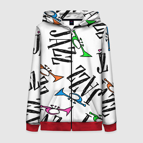 Женская толстовка на молнии Just jazz in color / 3D-Красный – фото 1