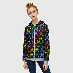 Толстовка на молнии женская Marshmello pattern neon, цвет: 3D-меланж — фото 2