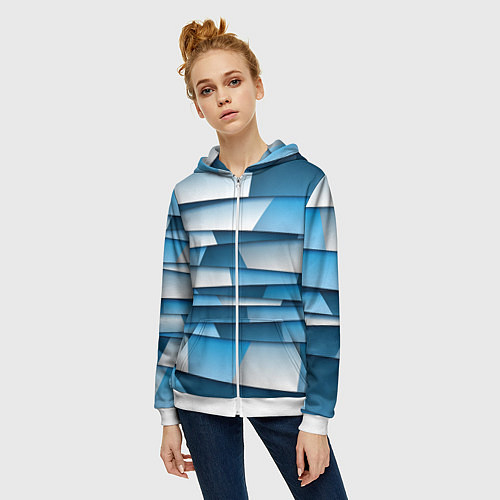 Женская толстовка на молнии Geometry line / 3D-Белый – фото 3