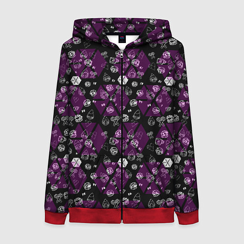 Женская толстовка на молнии Exo в фиолетовом / 3D-Красный – фото 1