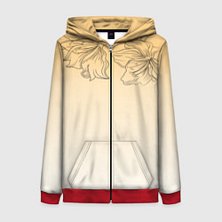 Толстовка на молнии женская Градиент желтый с цветами, цвет: 3D-красный