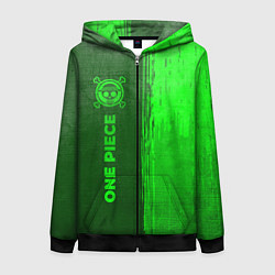 Толстовка на молнии женская One Piece - green gradient по-вертикали, цвет: 3D-черный