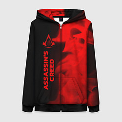 Толстовка на молнии женская Assassins Creed - red gradient по-вертикали, цвет: 3D-черный