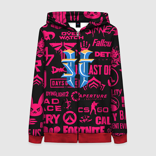 Женская толстовка на молнии Starcraft logo game / 3D-Красный – фото 1