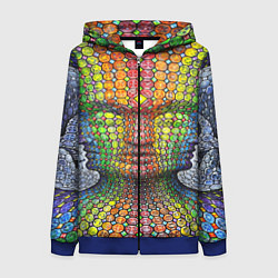 Толстовка на молнии женская Оптические стёкла, цвет: 3D-синий