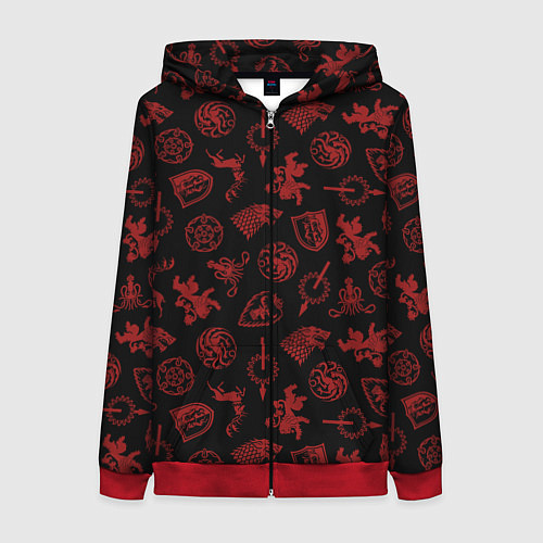Женская толстовка на молнии Houses logo pattern Game of Thrones / 3D-Красный – фото 1
