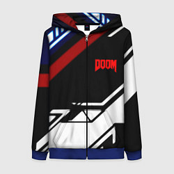 Толстовка на молнии женская Doom steel geometry, цвет: 3D-синий
