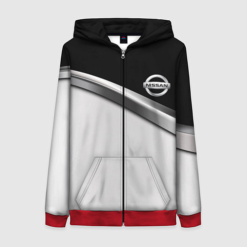 Женская толстовка на молнии Nissan logo auto / 3D-Красный – фото 1
