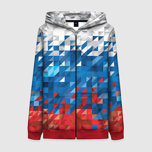 Женская толстовка на молнии Пиксельный флаг / 3D-Красный – фото 1