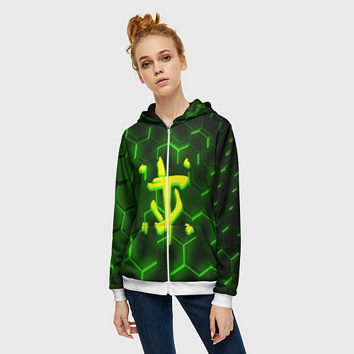 Женская толстовка на молнии Doom кислотная броня / 3D-Белый – фото 3