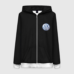 Толстовка на молнии женская Volkswagen logo auto, цвет: 3D-белый