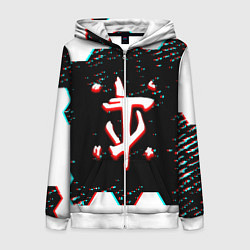 Женская толстовка на молнии Doom hexagon glitch color