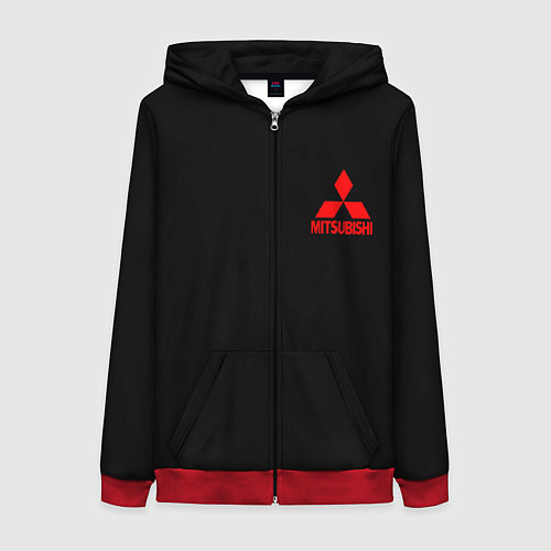 Женская толстовка на молнии Mitsubishi logo / 3D-Красный – фото 1