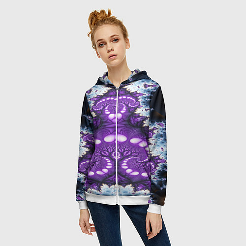 Женская толстовка на молнии Абстрактная иллюзия текстура / 3D-Белый – фото 3