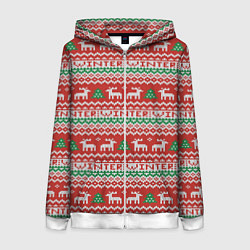 Толстовка на молнии женская Deer christmas pattern, цвет: 3D-белый