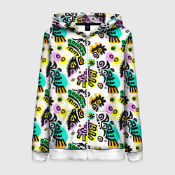 Толстовка на молнии женская Орнамент майя, цвет: 3D-белый