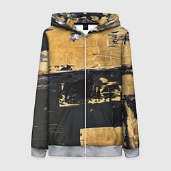 Толстовка на молнии женская Абстракция черная и коричневая краска, цвет: 3D-меланж