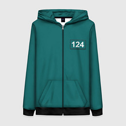 Толстовка на молнии женская Игрок 124 - Игра в кальмара, цвет: 3D-черный