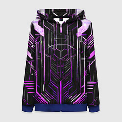 Толстовка на молнии женская Purple lines on a black background, цвет: 3D-синий