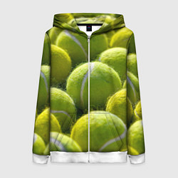 Толстовка на молнии женская Теннисные мячи, цвет: 3D-белый