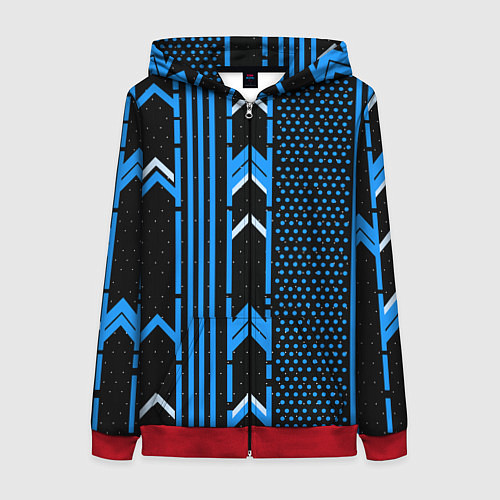 Женская толстовка на молнии Синие обои на чёрном фоне / 3D-Красный – фото 1