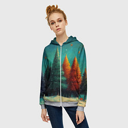Толстовка на молнии женская Разноцветные елочки, цвет: 3D-меланж — фото 2