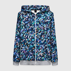 Толстовка на молнии женская Абстрактная текстура синий пёстрый, цвет: 3D-меланж