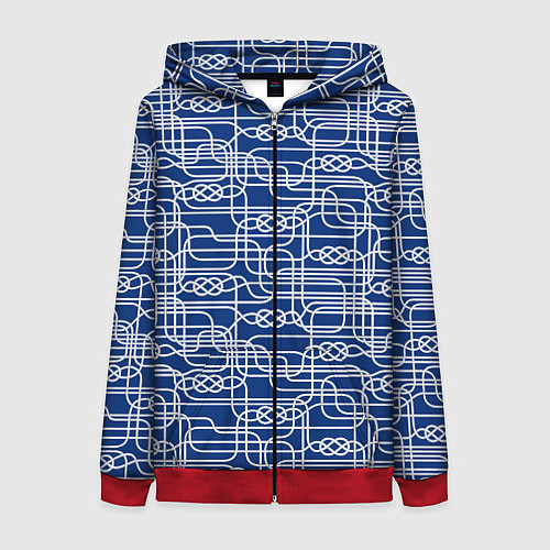 Женская толстовка на молнии Паттерн с узлами водопроводного лабиринта / 3D-Красный – фото 1