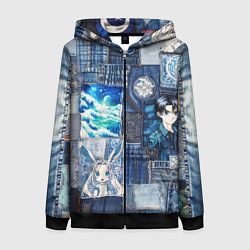 Женская толстовка на молнии Микс аниме и пэчворк