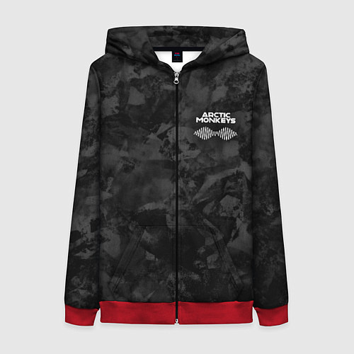 Женская толстовка на молнии Arctic Monkeys - серый тайдай / 3D-Красный – фото 1