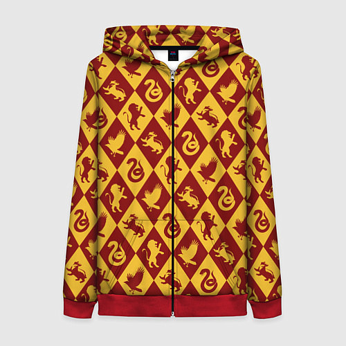 Женская толстовка на молнии Гарри Поттер факультеты / 3D-Красный – фото 1