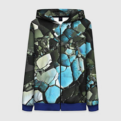 Толстовка на молнии женская Чёрно-синий камень, цвет: 3D-синий