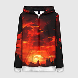 Женская толстовка на молнии Багровый апокалиптический закат