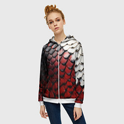 Толстовка на молнии женская Змеиная броня, цвет: 3D-белый — фото 2