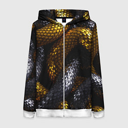 Толстовка на молнии женская Звенья одной цепи, цвет: 3D-белый